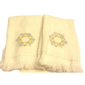 Set of Two Star of David Design Hand Towels Judaism New